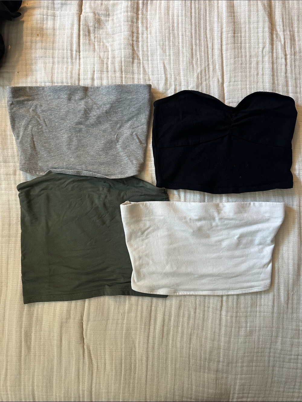 H&M Strapless Bandeau Tops - Black, Gray, Olive, White